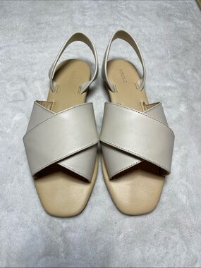 Nisolo Cream Cross-Strap Slingback Sandals Size 9